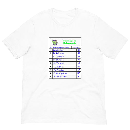 Backyard Baseball Lineup Card Shirt